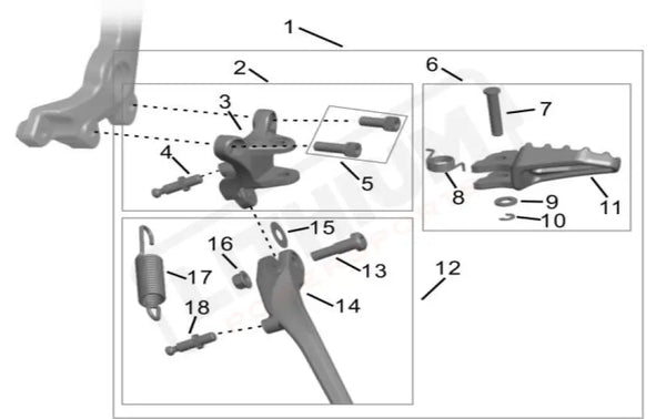 Left Foot Peg Assembly+Side Stand parts diagram