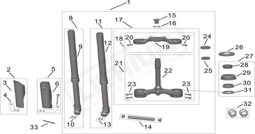 Front Fork & Steering Stem System parts diagram