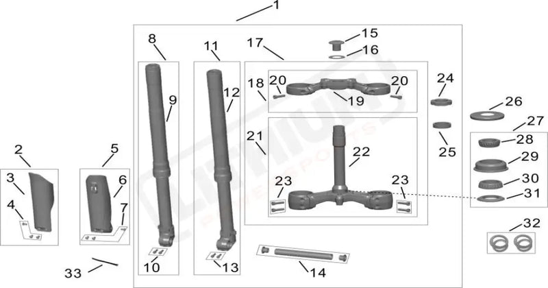 Front Fork & Steering Stem System parts diagram