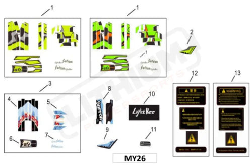 Surron Light Bee X OEM (MY25) Decal Set (Green + Silver) - OEM Parts