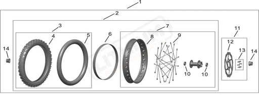 60/100-14-inch Front Off-road Wheel Assembly parts diagram