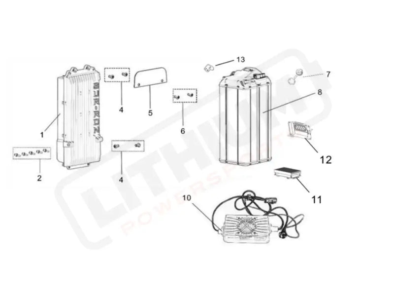 Technical diagram of mechanical parts with labeled components on a white background