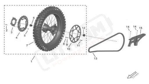 Surron Storm Bee OEM REAR Wheel 18in w/ MX Tire CPL. eParts