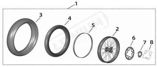 Surron Ultra Bee OEM 17'' SM Front Wheel Assy.With Rear Brake Disc + Sprocket - Lithium Powersports