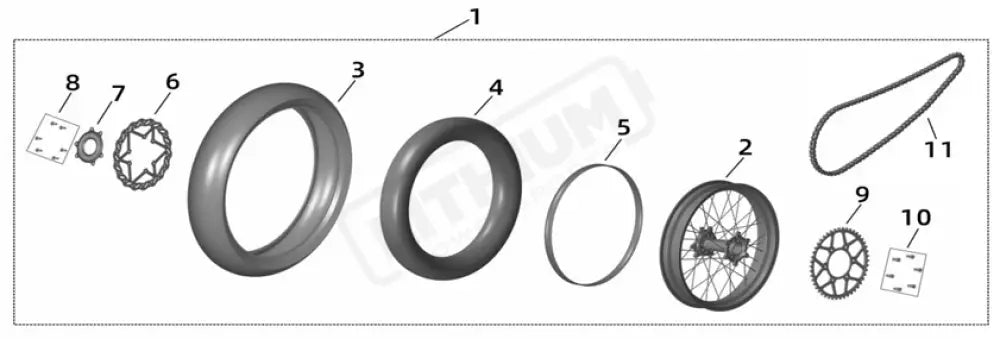 Surron Ultra Bee OEM 17'' SM Rear Wheel Assy. w/ Rear Brake Disc + Sprocket
