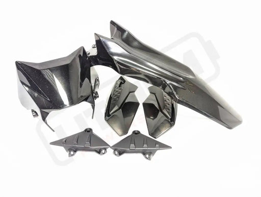 Surron Ultra Bee OEM Black Carbon Kit - Headlight shroud, Front fender, Skid plate brackets, Brush guards - Lithium Powersports