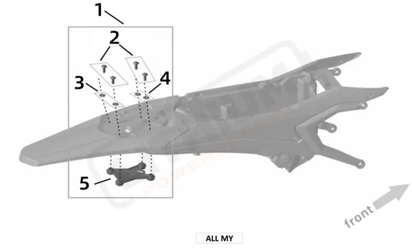 Surron Ultra Bee OEM Parts Diagram - REAR FENDER POSITIONING PLATE