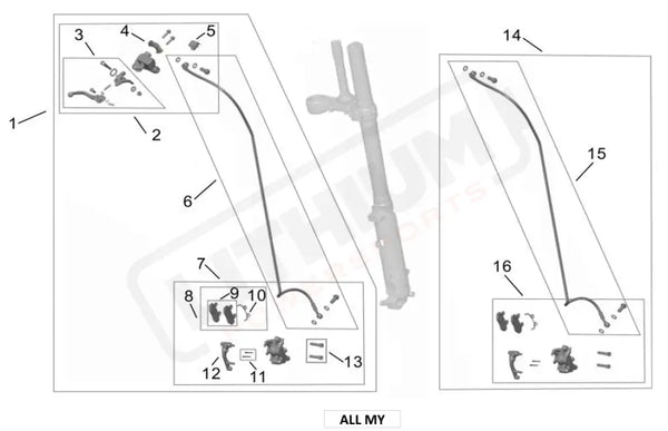 Surron Ultra Bee FRONT BRAKE parts diagram