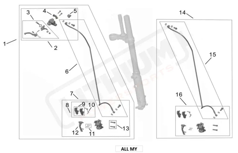 Surron Ultra Bee FRONT BRAKE parts diagram