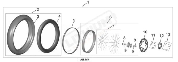 Surron Ultra Bee 100 80 17 SUPERMOTO FRONT WHEEL ASSY parts diagram
