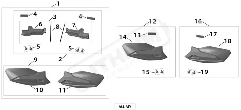 Surron Ultra Bee HANDGUARD parts diagram