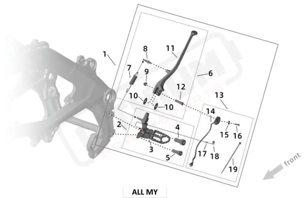 Surron Ultra Bee L FOOTPEG ASSY SIDE STAND parts diagram