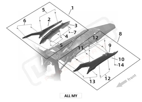 Surron Ultra Bee L R FRAME SHROUD parts diagram