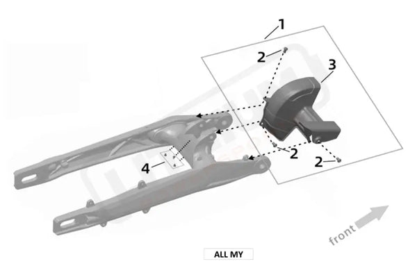 Surron Ultra Bee MID SHAFT GUARD parts diagram
