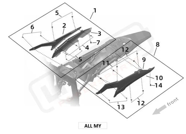 Surron Ultra Bee L R FRAME SHROUD parts diagram