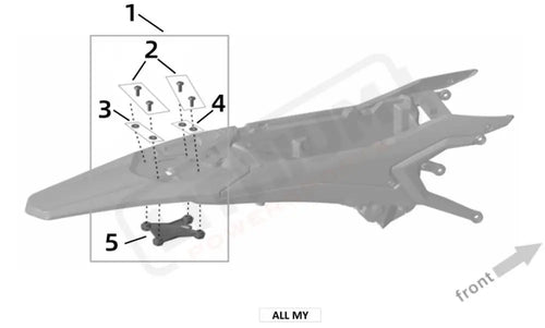 Surron Ultra Bee REAR FENDER POSITIONING PLATE OEM parts diagram