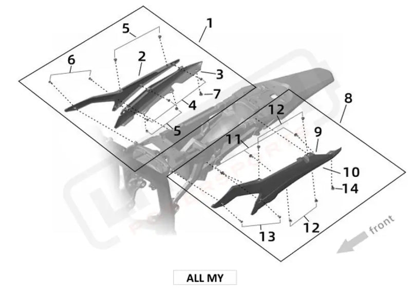 Surron Ultra Bee L R FRAME SHROUD parts diagram