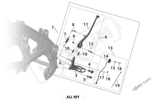 Surron Ultra Bee L FOOTPEG ASSY SIDE STAND parts diagram