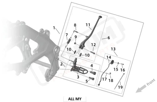 Surron Ultra Bee L FOOTPEG ASSY SIDE STAND parts diagram