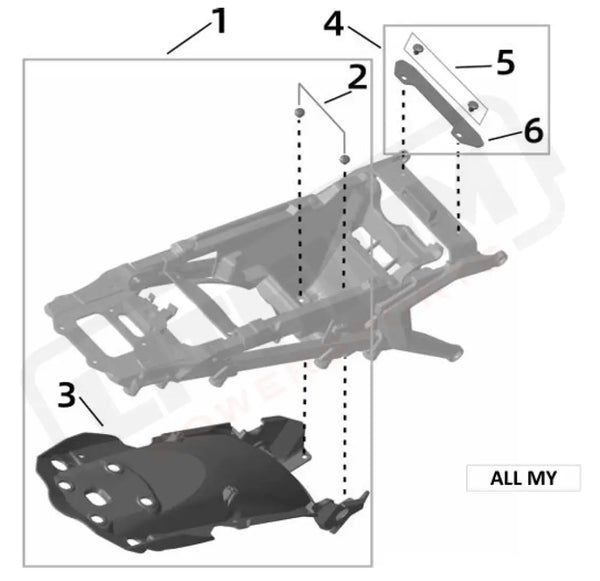 Surron Ultra Bee SUBFRAME FENDER TAIL LIGHT HARNESS parts diagram