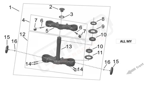 Surron Ultra Bee TRIPLE CLAMP parts diagram