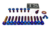 Titanium Bolt Kit for Sirris F43 Fork (22 Pieces) - Burnt Blue - Titanium Bolts