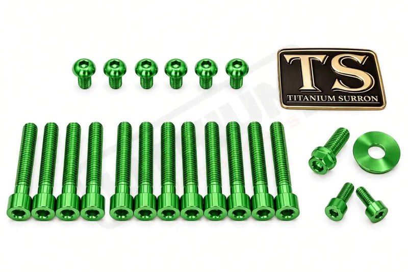Titanium Bolt Kit for Sirris F43 Fork (22 Pieces) - Green - Titanium Bolts