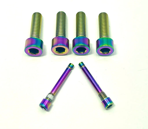 Titanium Surron Titanium Caliper Bolt Kit (20mm Bolts) Rainbow / Caliper + Brake Bolts (6 Pieces) 203mm Rotor Brake