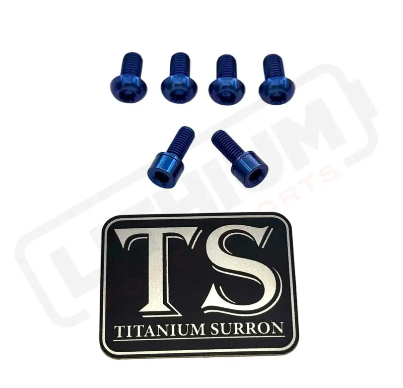 Titanium E-Moto Headlight Mount Bolts - Blue / Complete Set (6 Bolts) - Titanium Bolts