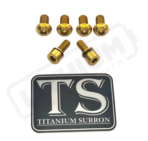 Titanium E-Moto Headlight Mount Bolts - Gold / Complete Set (6 Bolts) - Titanium Bolts