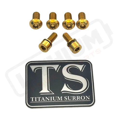 Titanium E-Moto Headlight Mount Bolts - Gold / Complete Set (6 Bolts) - Titanium Hardware