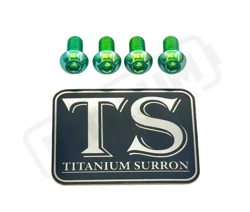 Titanium E-Moto Headlight Mount Bolts - Green / Headlight Bracket (4 Bolts) - Titanium Bolts