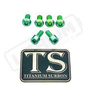 Titanium E-Moto Headlight Mount Bolts - Green / Complete Set (6 Bolts) - Titanium Bolts