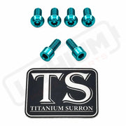 Titanium E-Moto Headlight Mount Bolts - Teal / Complete Set (6 Bolts) - Titanium Hardware