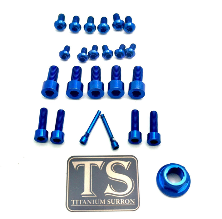 Titanium Surron Titanium Front and Rear Wheel Bolt Kit Blue / 220mm rotors with spacer/ 30mm Bolts (MX4) Front and Rear