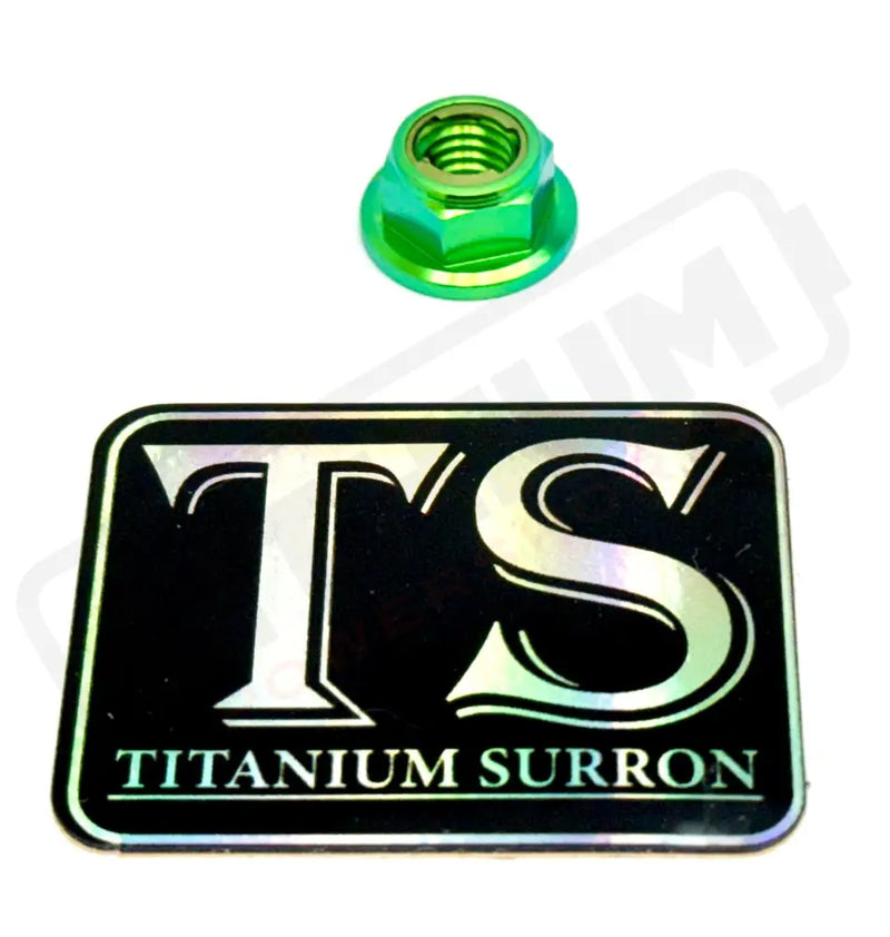 Titanium Lock M8 Nut - M8x1.25 - Green - Titanium Bolts