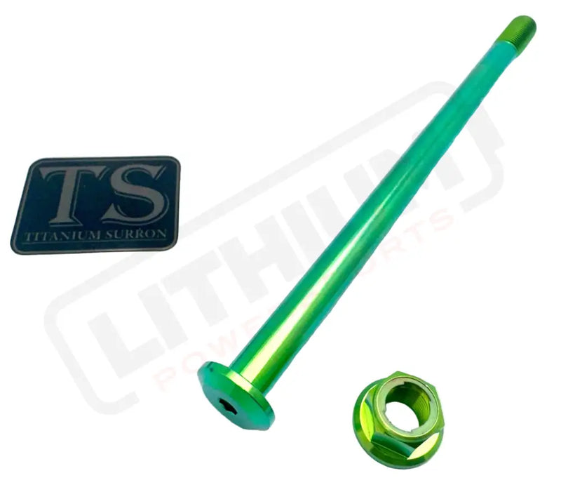 Titanium Rear Axle and Nut - Talaria - Green - Titanium Bolts