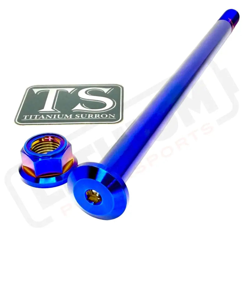 Titanium Rear Axle and Nut - Yozma IN10 - Burnt Blue - Titanium Bolts