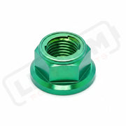 Titanium Rear Axle Nut - E-Moto - Green / M12 - Fits most E-moto - Titanium Bolts