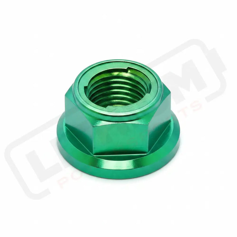 Titanium Rear Axle Nut - E-Moto - Green / M12 - Fits most E-moto - Titanium Bolts
