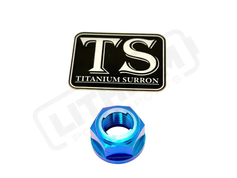 Titanium Rear Axle Nut - E-Moto - Teal / M14 - Altis Sigma / 79 Bike Falcon Pro - Titanium Bolts