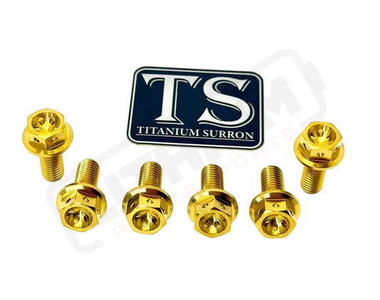 Titanium Rear Sprocket Bolts - E-Moto - Gold / Surron Ultra Bee (Hex-head) - Titanium Bolts