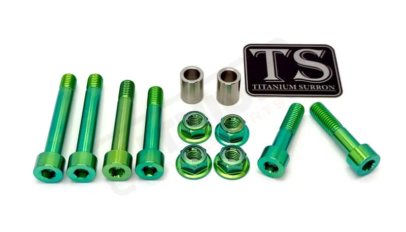 Titanium Rear Suspension/ Linkage Bolt Kit for Surron LBX & Segway X260 - Green / With Triangle Bolts Including Frame