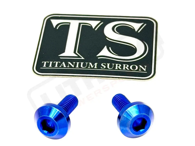 Titanium Surron Ultra Bee Brake Hand Guard Bolts - One Brake Hand Guard (2 bolts) / Blue - Titanium Hardware
