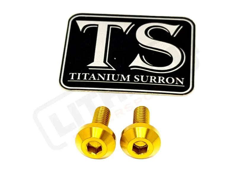 Titanium Surron Ultra Bee Brake Hand Guard Bolts - One Brake Hand Guard (2 bolts) / Gold - Titanium Hardware