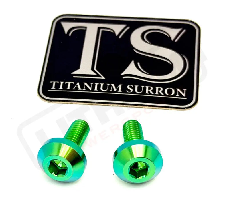 Titanium Surron Ultra Bee Brake Hand Guard Bolts - One Brake Hand Guard (2 bolts) / Green - Titanium Hardware