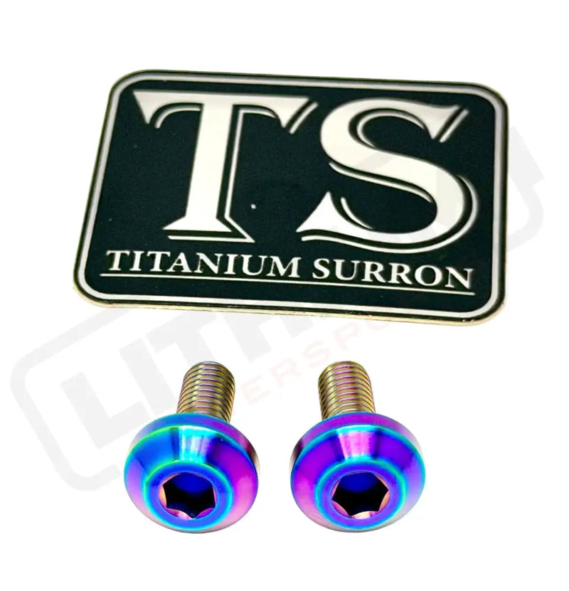 Titanium Surron Ultra Bee Brake Hand Guard Bolts - One Brake Hand Guard (2 bolts) / Rainbow - Titanium Hardware