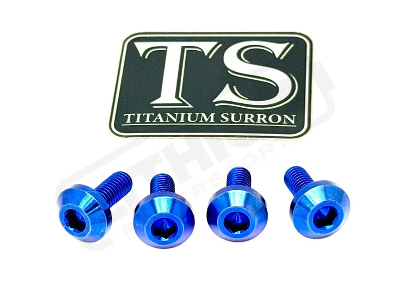 Titanium Surron Ultra Bee Brake Hand Guard Bolts - Two Brake Hand Guards (4 bolts) / Blue - Titanium Hardware
