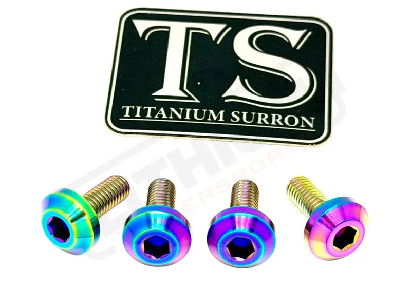 Titanium Surron Ultra Bee Brake Hand Guard Bolts - Two Brake Hand Guards (4 bolts) / Rainbow - Titanium Hardware