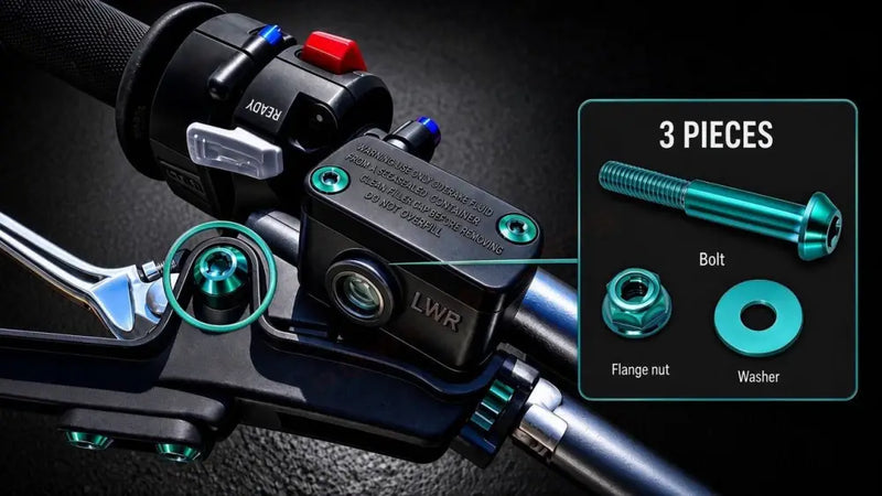 Titanium Surron Ultra Bee Brake Lever Pivot Bolt - Teal (New color) / One Brake Lever (One Bolt) - Titanium Bolts